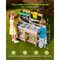 Blue-Natural Fir Wood Kids Mud Kitchen 4-Stove Outdoor Playset